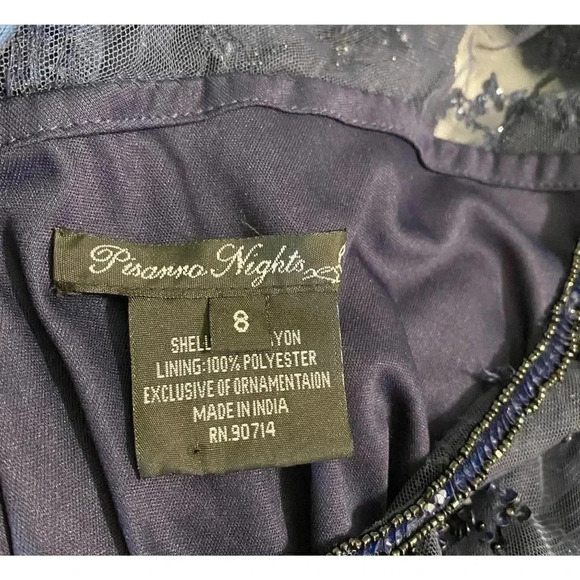 PISARRO NIGHTS Mesh Bead Embellished Gown- 8 - Picture 5 of 12